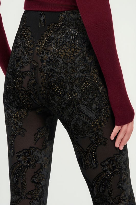 RC Leggings in ciniglia devoré con Stampa Ornamental BLACK WKT23A-6CR36
