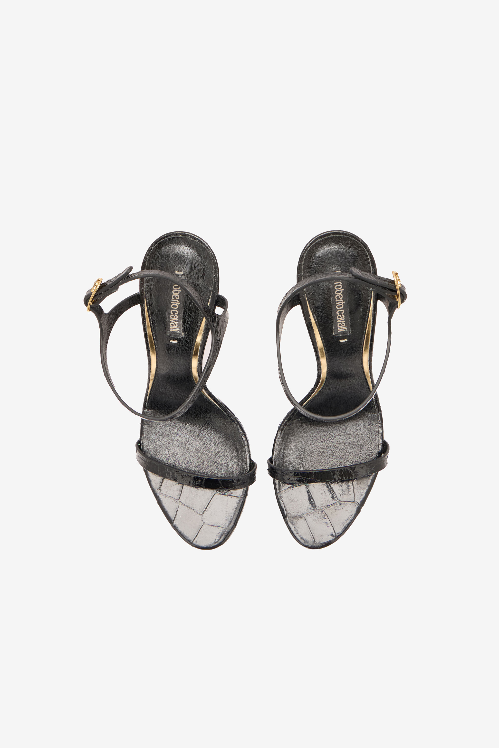 RC Slingback Sandals in Crocodile-Effect Black VKS022-PZ579