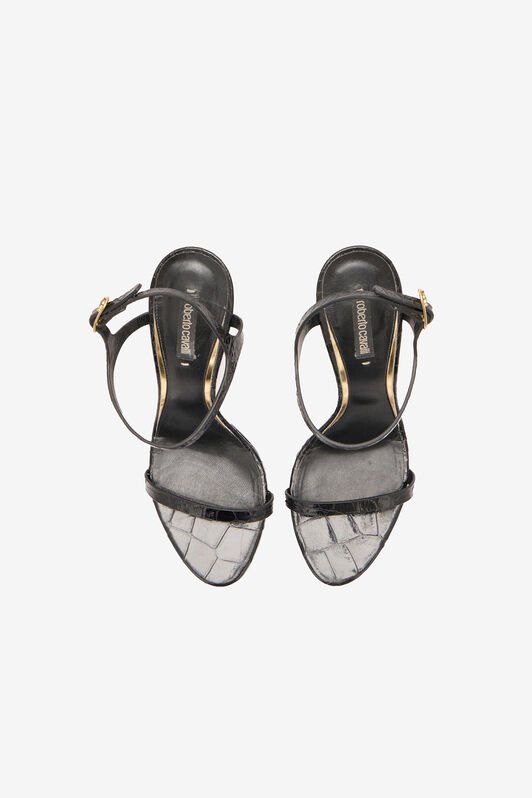 RC Slingback Sandals in Crocodile-Effect RC Slingback Sandals in Crocodile-Effect Black VKS022-PZ579