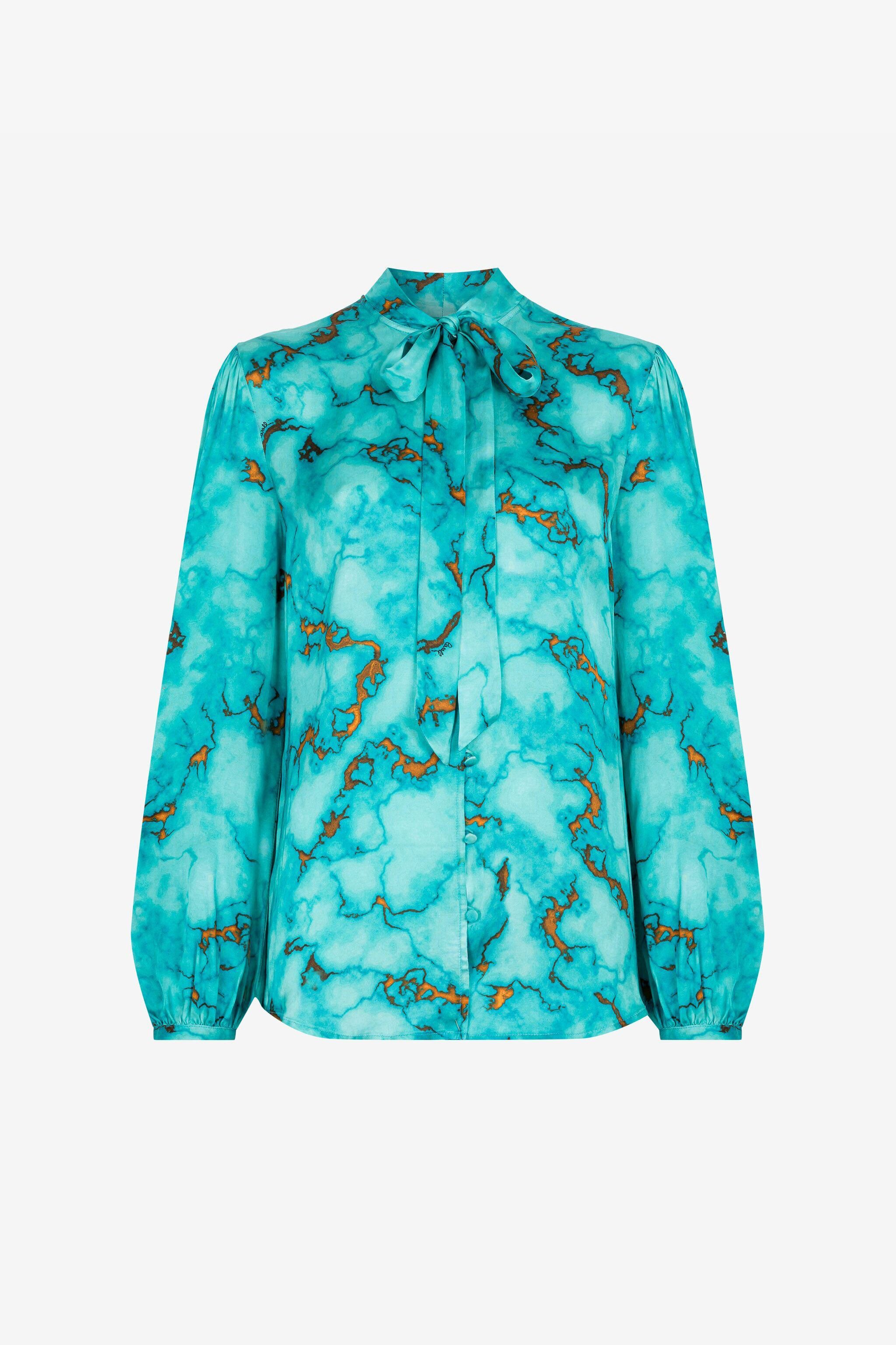 RC Marble-Print Shirt Light blue RKT705-SZH62