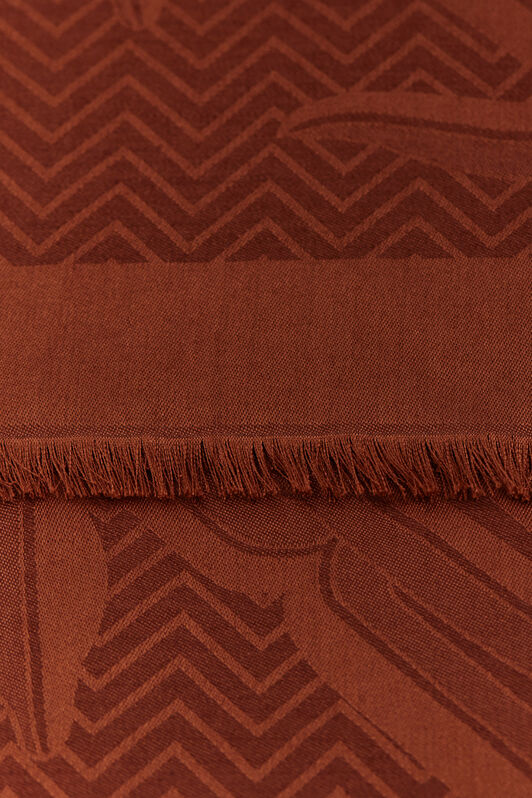 RC Jacquard Shawl with Mirror Snake Monogram Brown TALR29-IR046