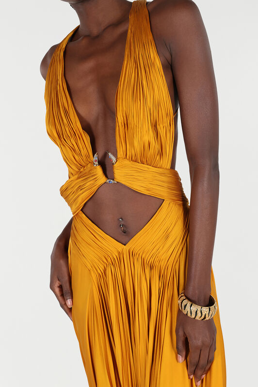 RC Extra Long Dress in Pure Silk RC Extra Long Dress in Pure Silk Jaune VKT158-CC001