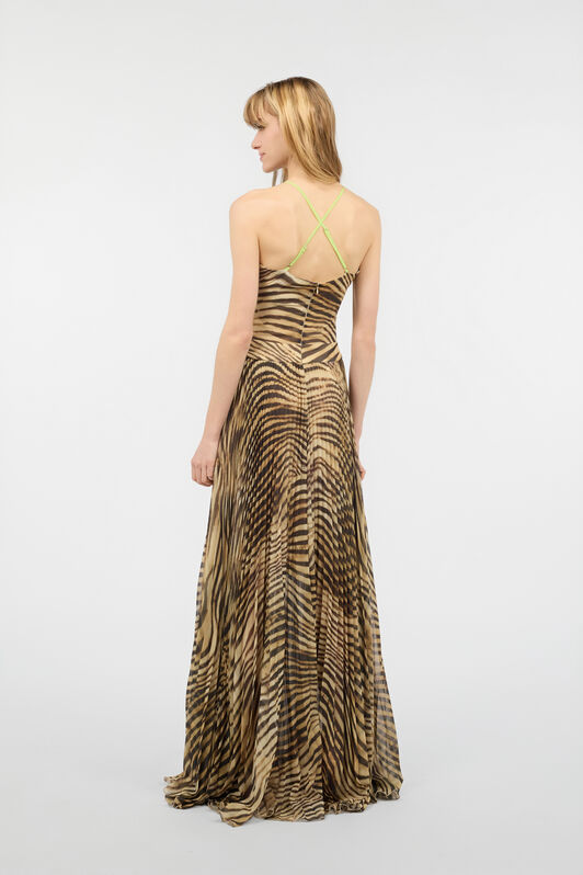 JC Robe Très Longue À Imprimé Tiger Skin Marron clair UFT176-UF242