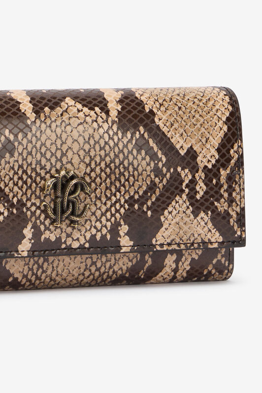 RC Snake Print Wallet On Chain with Mirror Snake Monogram ROCK BEIGE QOA00D-PZO36