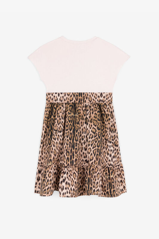 JU Vestido de algodón con monograma RC y estampado Leopard Rosa RJT116-JD001