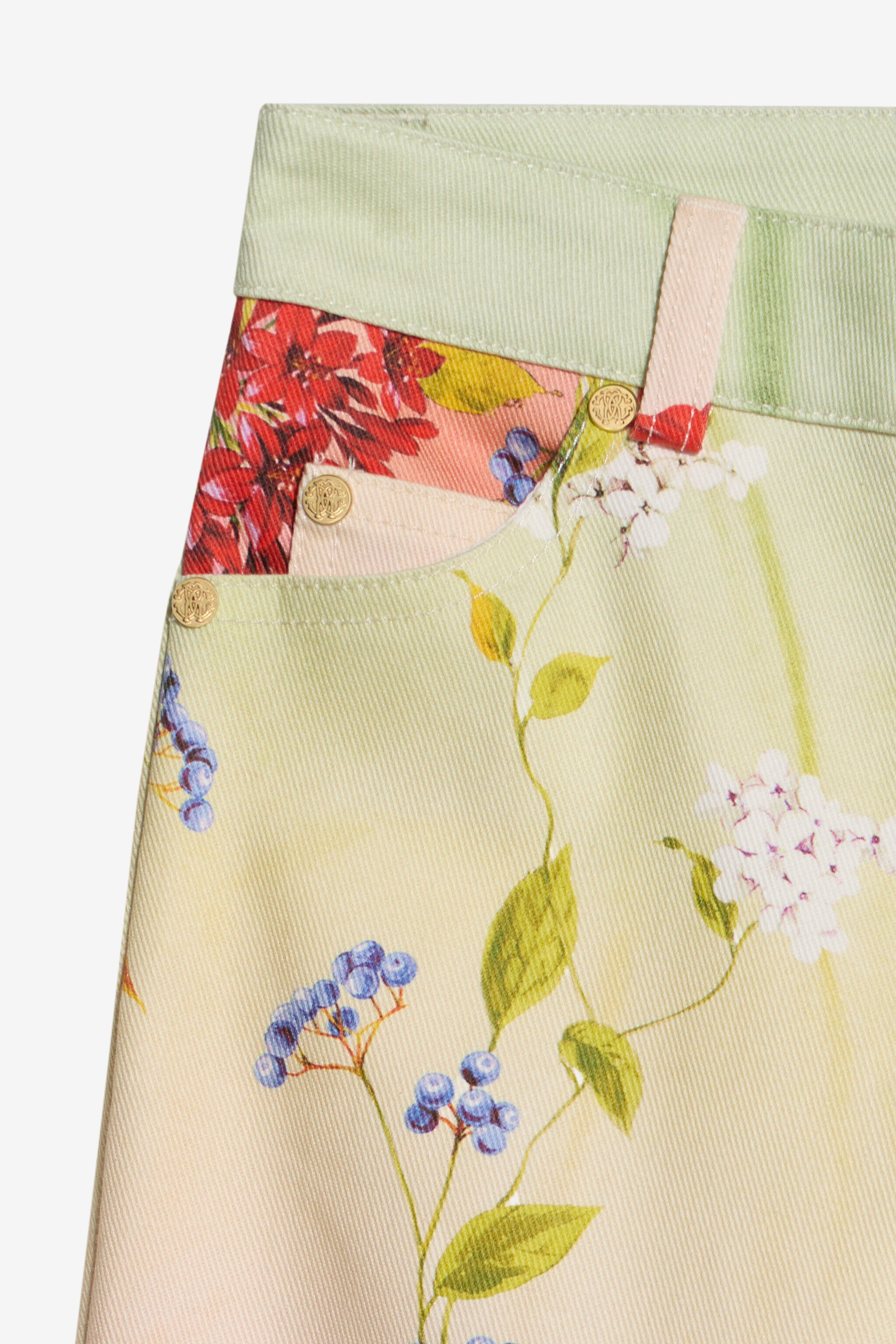 JU Miami Flowers Print Trousers GREEN/FUXIA WJT21N-DAR64