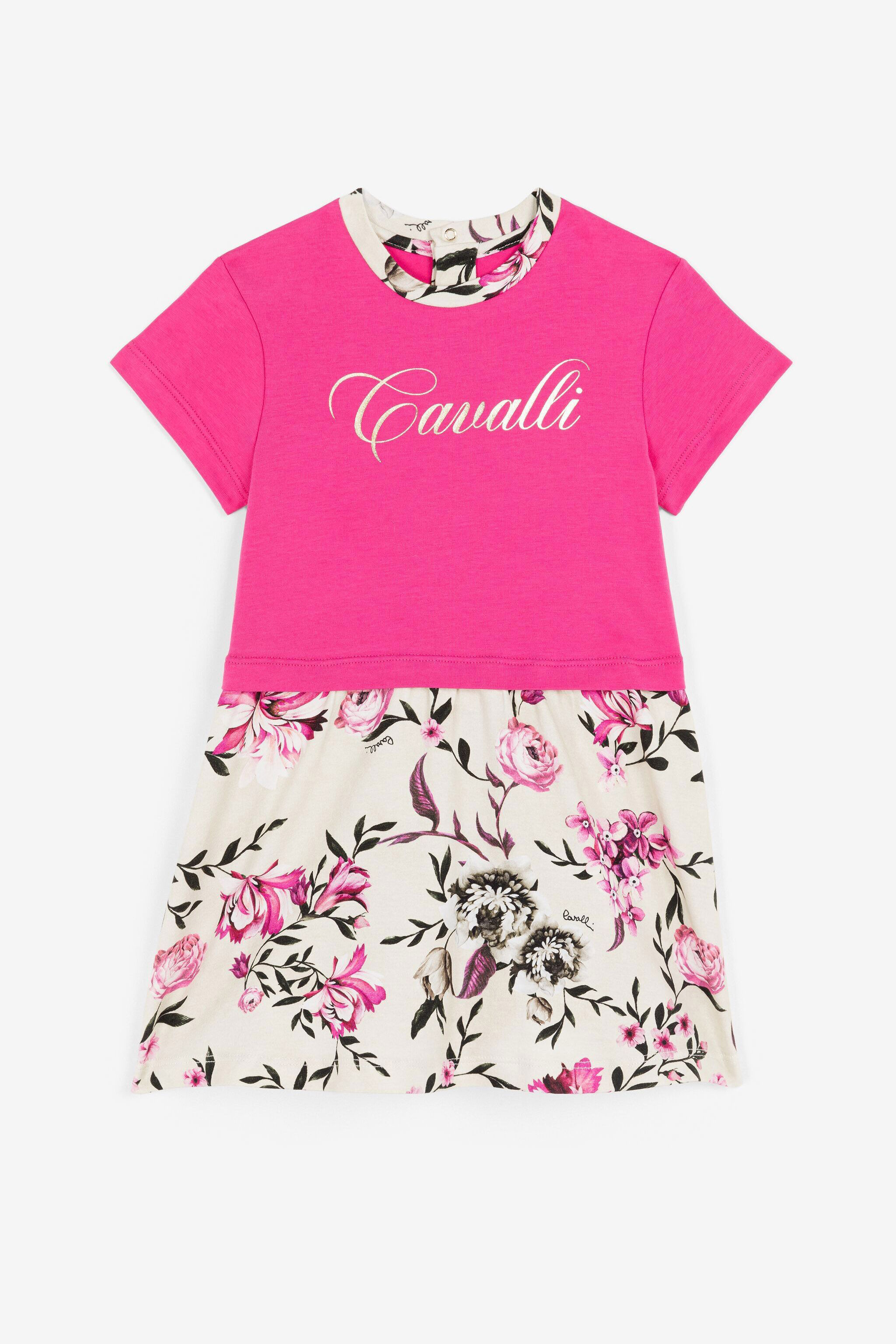 JU Flower-Print Logo Dress FUXIA OJT141-ISA2J