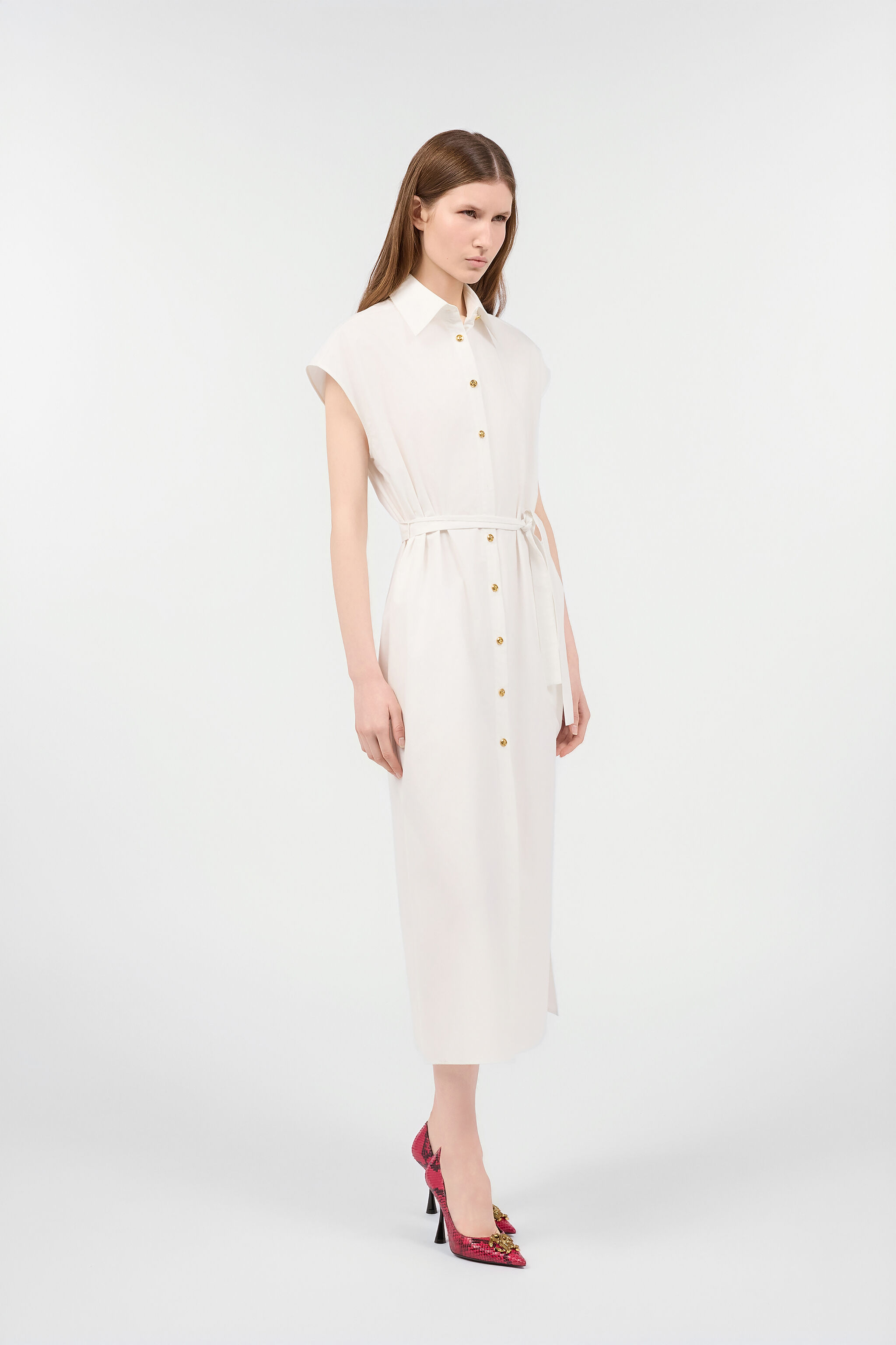RC Robe Chemise Avec Ceinture Blanc VKT105-CH033