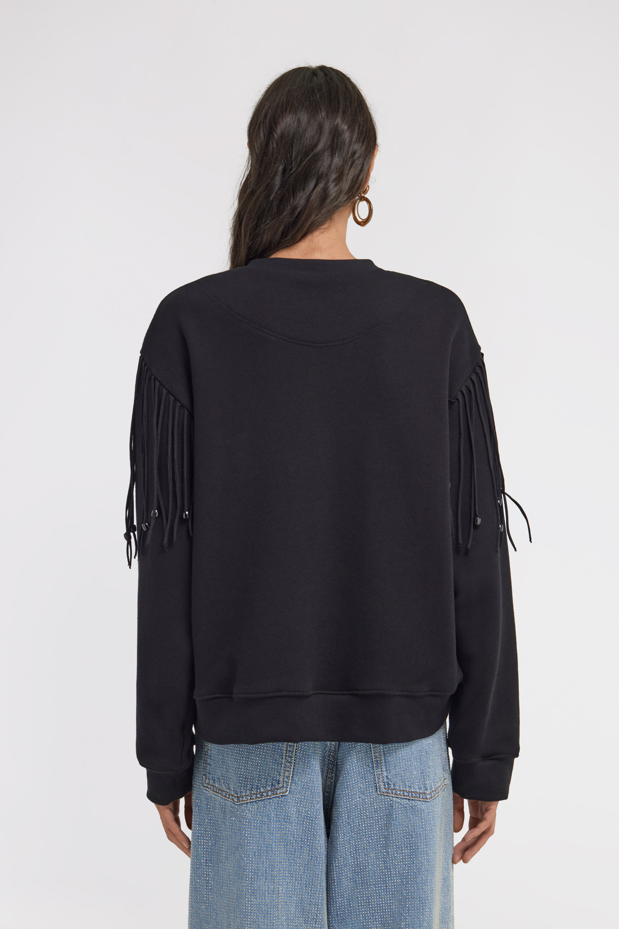 RC Sweatshirt with Fringe NERO 191101 TKT66D-CF020