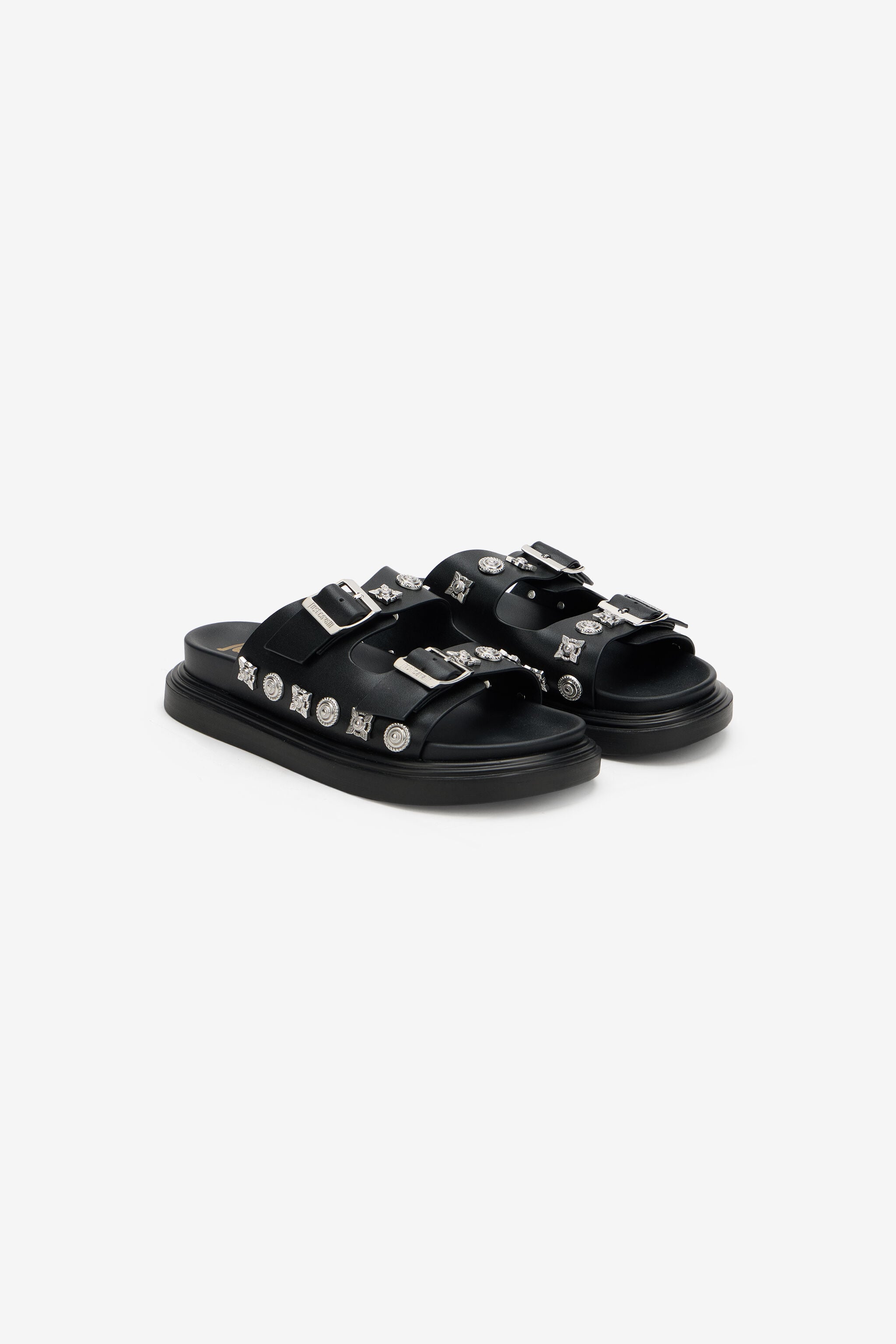 JC Sandale en cuir avec ornements JC Sandale en cuir avec ornements BLACK WFS109-WF347