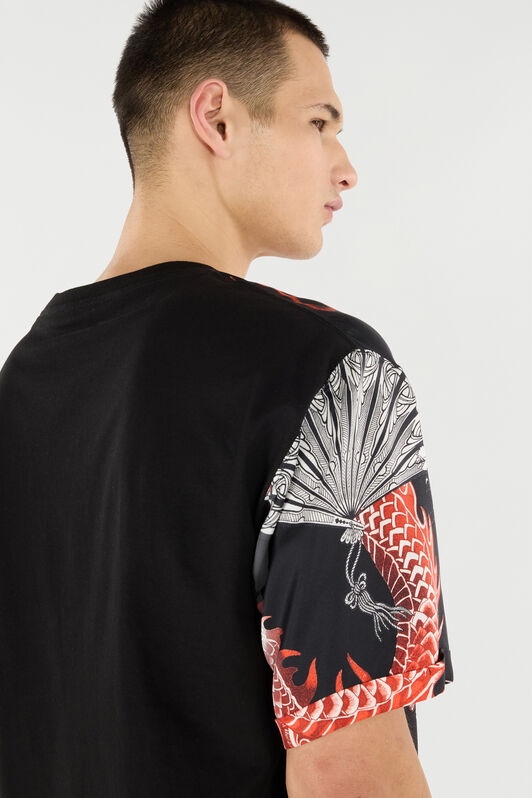 RC Silk and Cotton T-Shirt with Dragon Black/Red VNT62F-OZP75