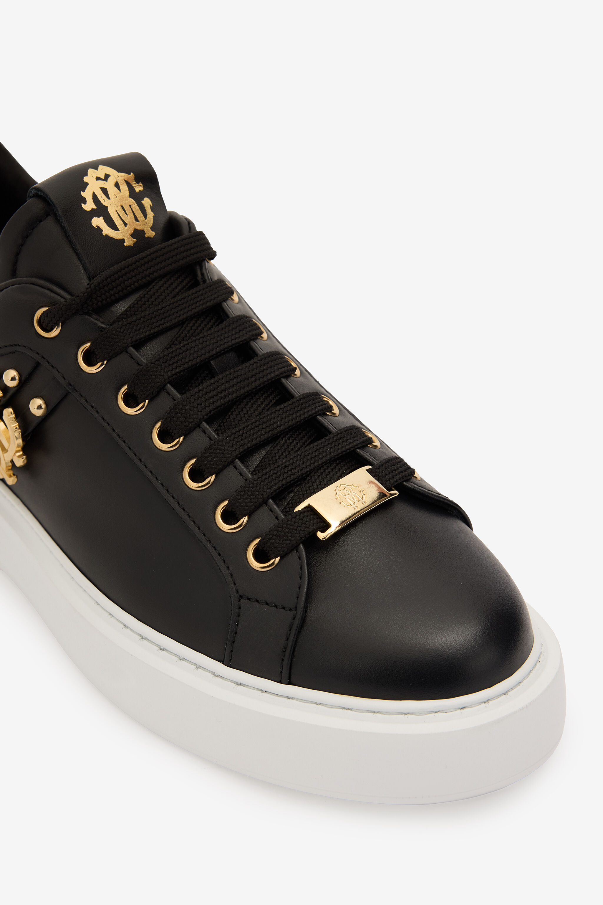 RC Leather Sneakers With Golden Details BLACK/GOLD POS01E-PZ085