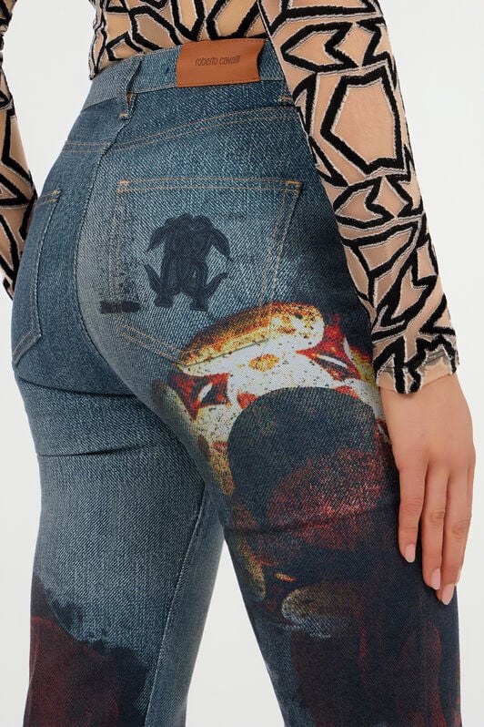 RC Garden Rose Print Jeans RC Garden Rose Print Jeans Black/White UKJ221-VMN86