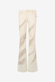 RC Ivory flared jeans with gold animal-print detailing IVORY/GOLD WWJ204-DE017