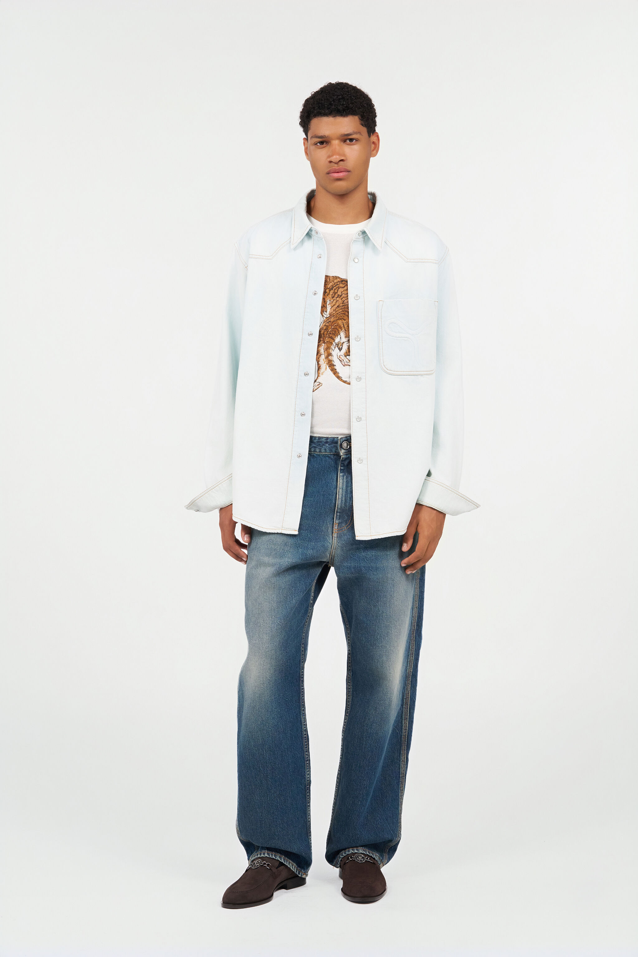 RC Camisa Vaquera Azul Claro Con Costuras En Contraste RC Camisa Vaquera Azul Claro Con Costuras En Contraste ENDLESS SKY WNJ72B-DL014