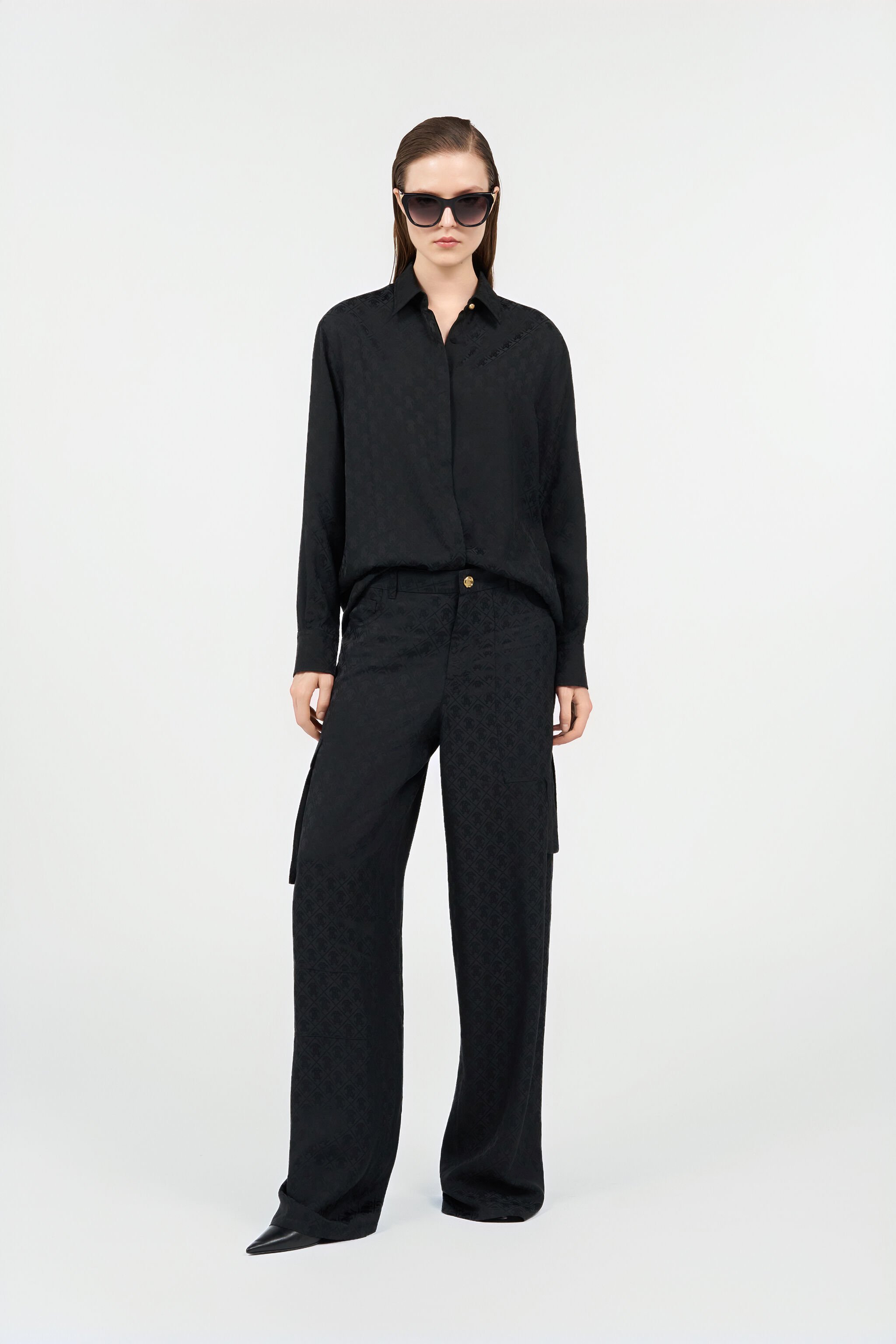 RC Silk Cargo Trousers with Monogram RC NERO VKT202-RK010