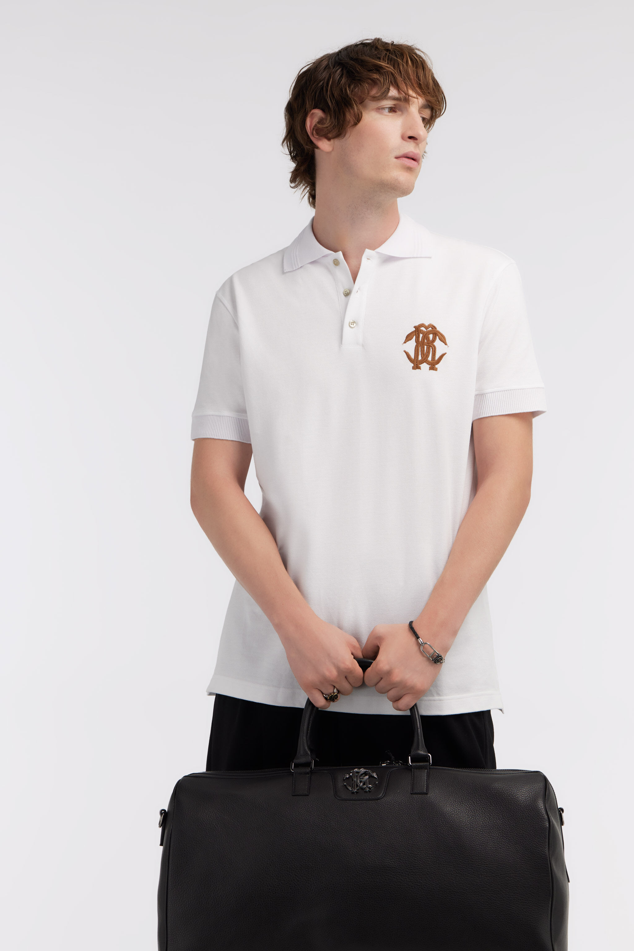RC White Polo With Monogram RC White SRT64A-KB002