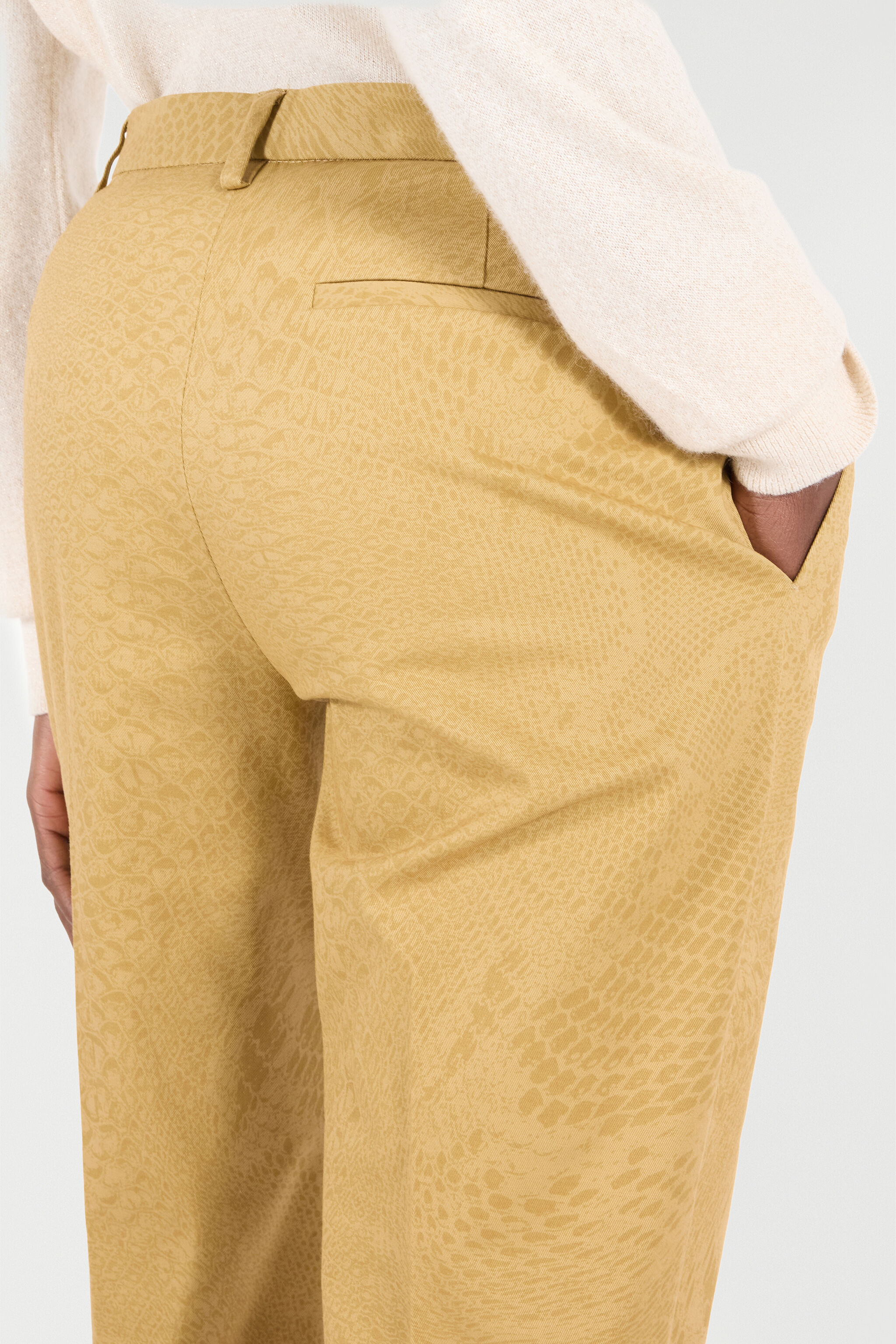 RC Solid-Color Python-Print Pants Light Brown UKT206-4NN53