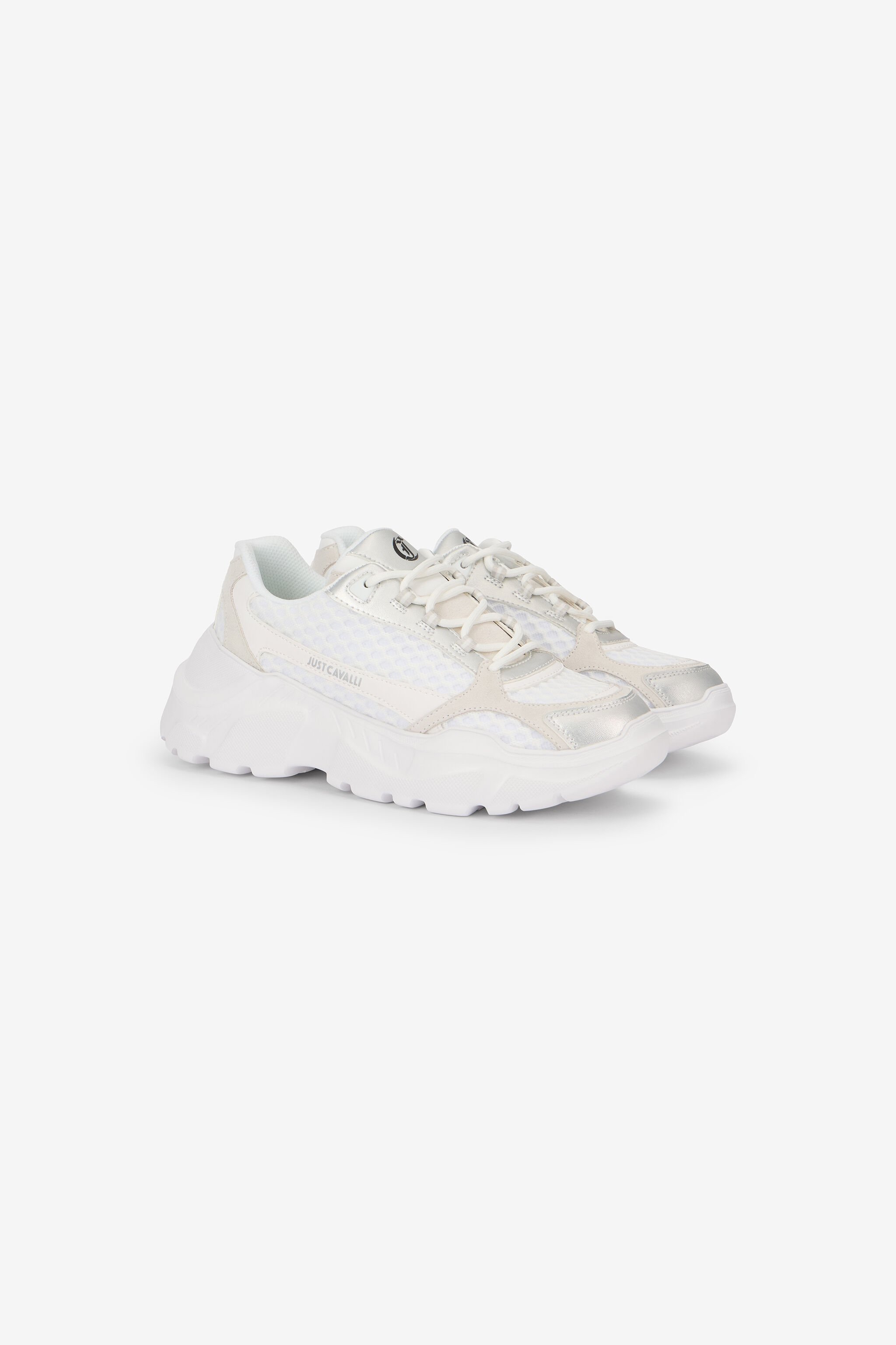 JC White Chunky Sneakers With Leather Inserts WHITE UFS036-UF358