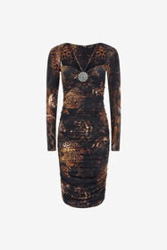 ${brand} Vestido midi con estampado de jaguar ${colorDescription} ${masterID}