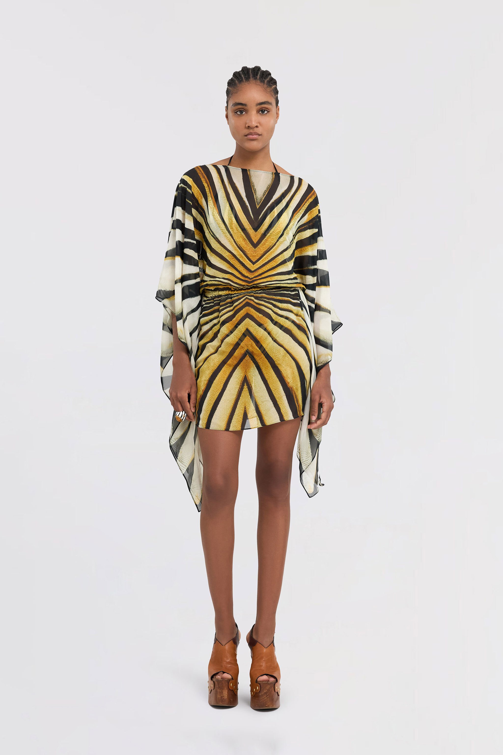 RC Ray Of Gold Imprimé Robe Caftan Soie Or TKT105-CTM33