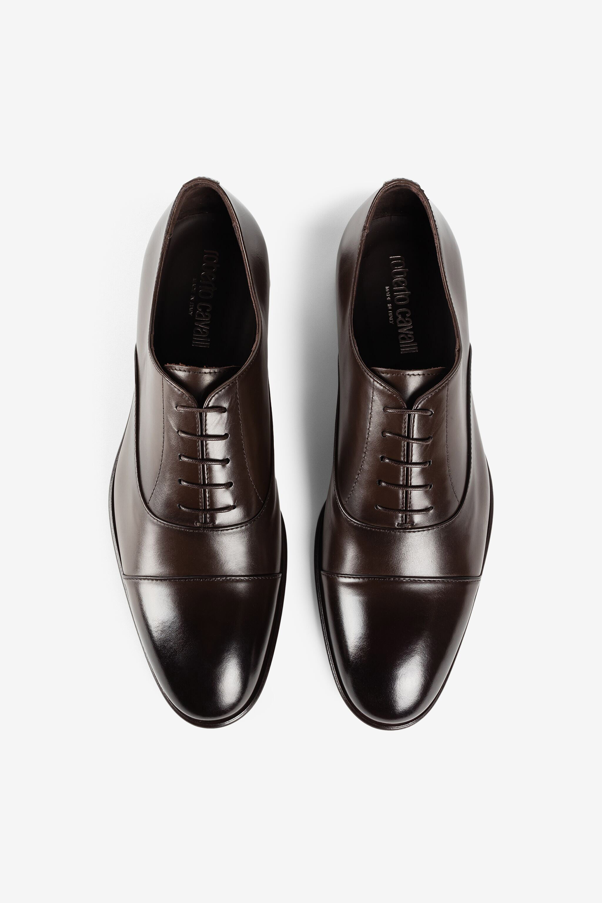 Chaussures richelieu en cuir en Marron fonce pour homme Roberto Cavalli