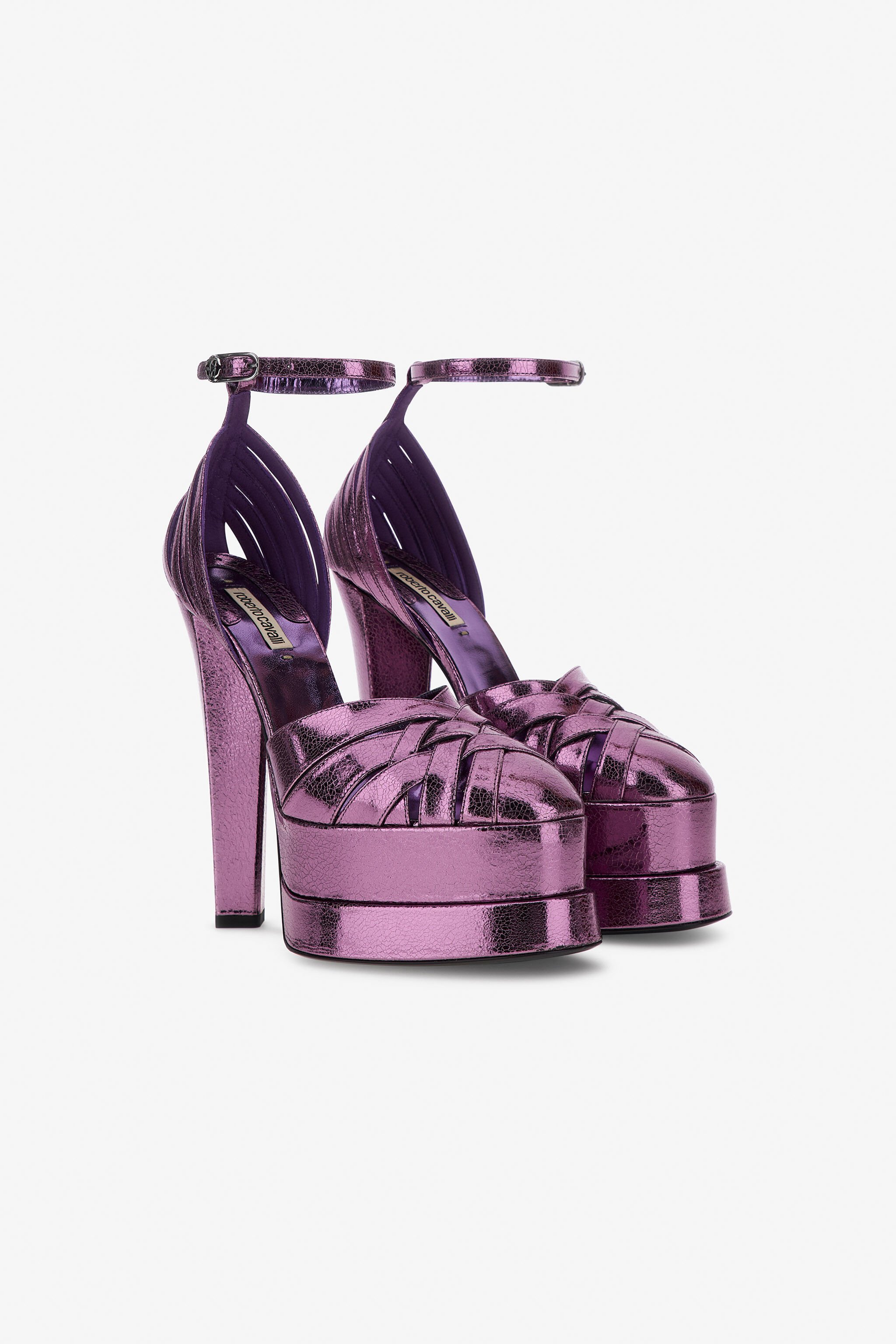 RC Platform sandals with woven upper Purple RKS008-PZ548
