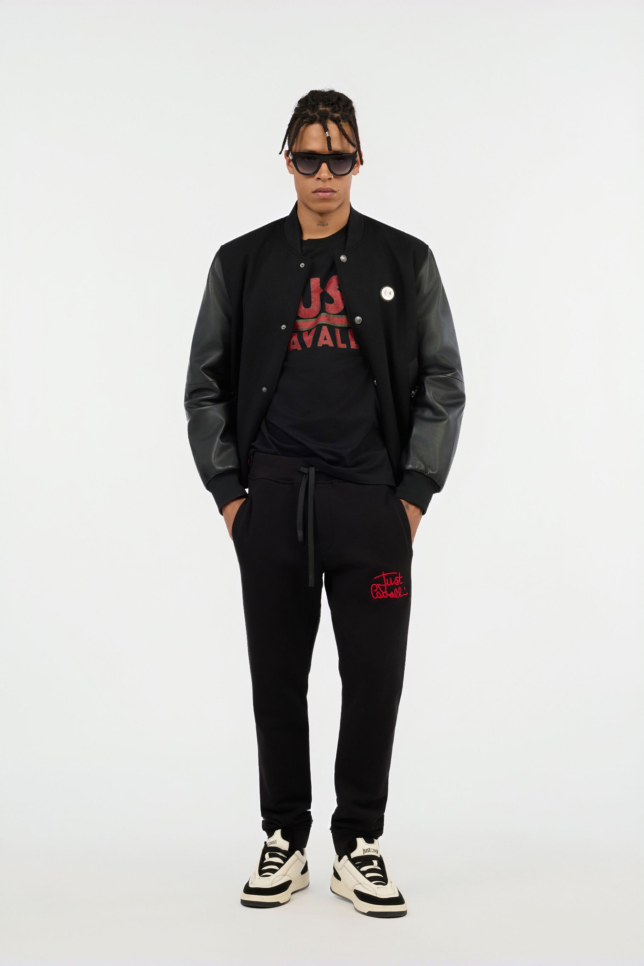 JC Black Trousers Joggers With Embroidered Logo BLACK VFT008-VF008