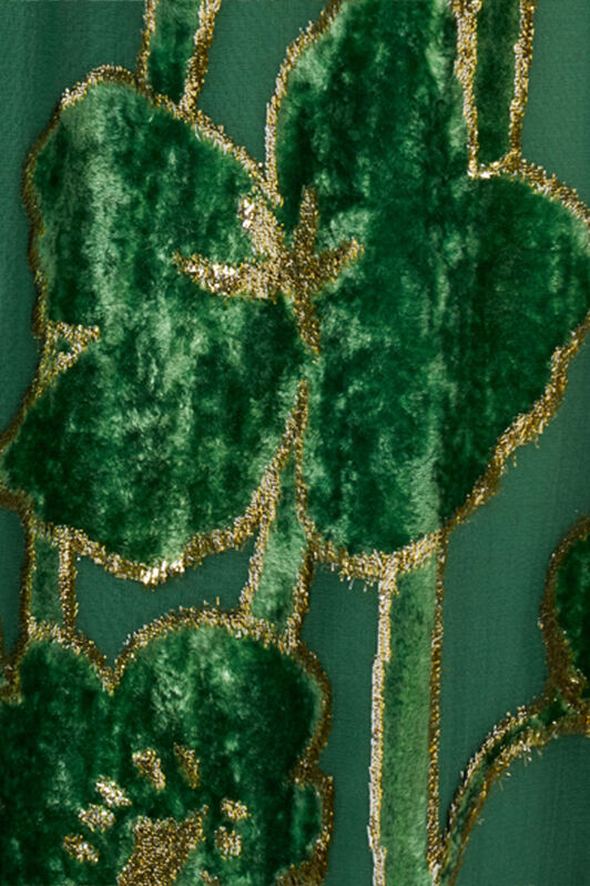 RC Green Velvet Devoré Midi Dress VERDE/ORO VKT122-FC007