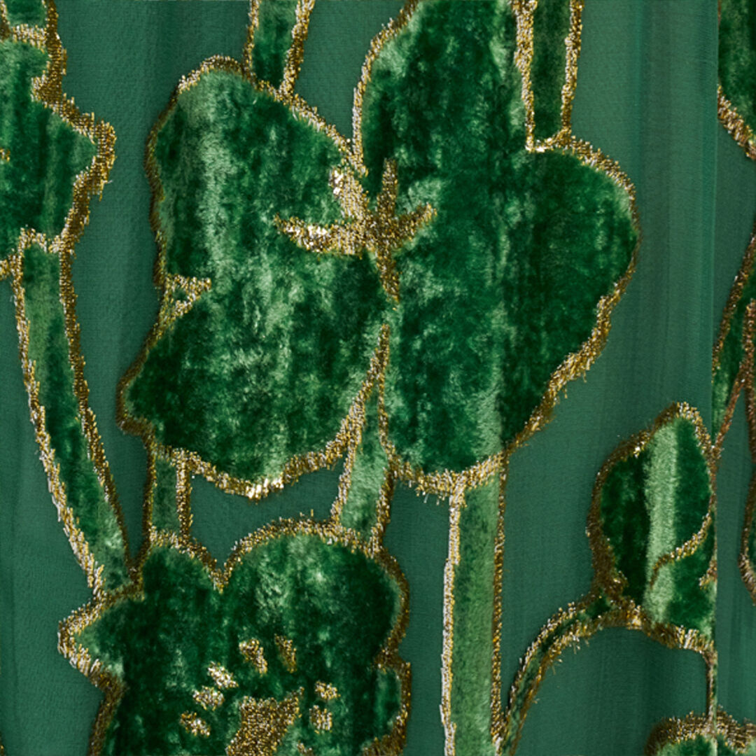RC Green Velvet Devoré Midi Dress VERDE/ORO VKT122-FC007