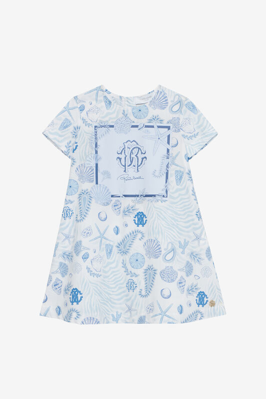 JU Marine-Print Cotton Dress Light blue UJT10T-7MO39