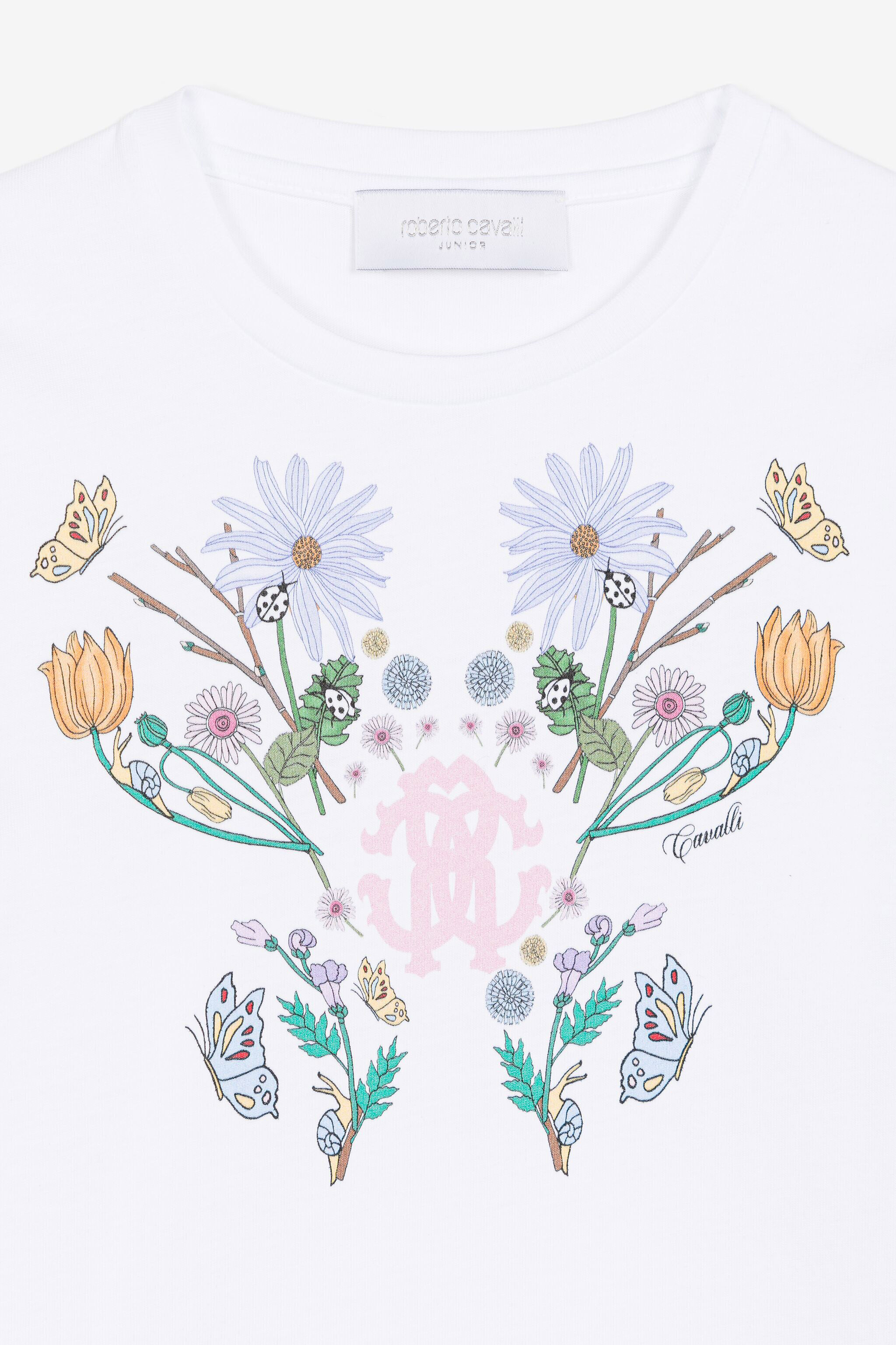 JU Floral RC Monogram-Print Cotton T-Shirt White RJT60X-JD001