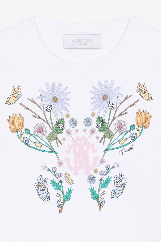 JU Floral RC Monogram-Print Cotton T-Shirt JU Floral RC Monogram-Print Cotton T-Shirt White RJT60X-JD001