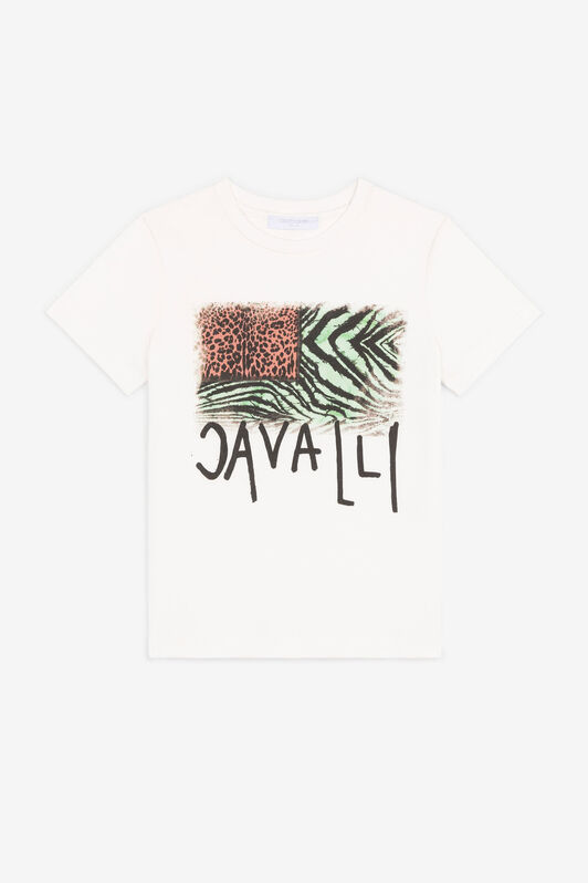 JU Camiseta con estampado Animalier Patchwork Blanco OJT601-ISA2J