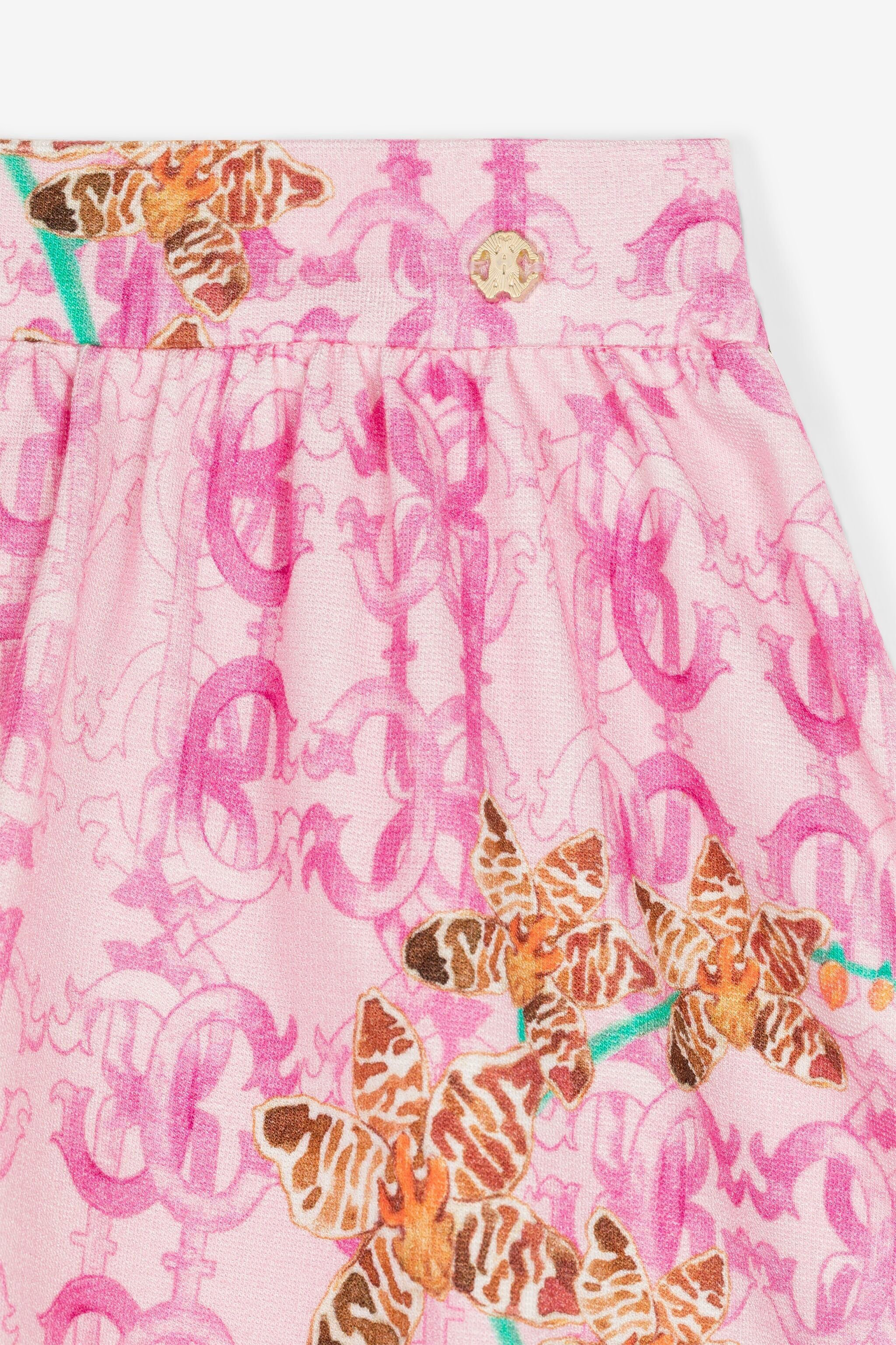 JU Monogram-print mini skirt Pink QJT307-7GG19