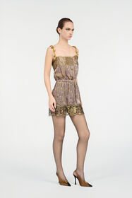 ${brand} Nude Mini Dress With Floral Pattern ${colorDescription} ${masterID}