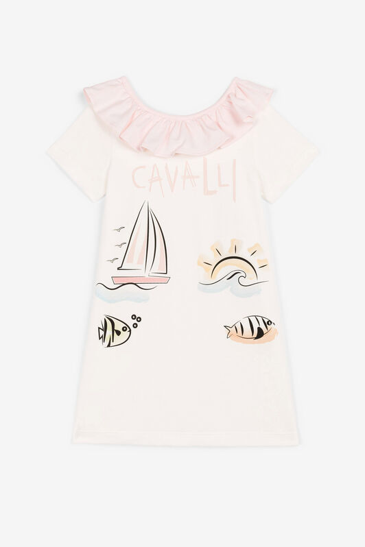 JU Seascape-Print Logo Dress MILKY WHITE OJT144-ISA2J