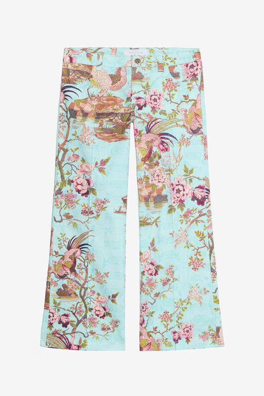 JU Multicolor Trousers with Floral and Pheasant Print MULTICOLOR VJT23J-6SQ07