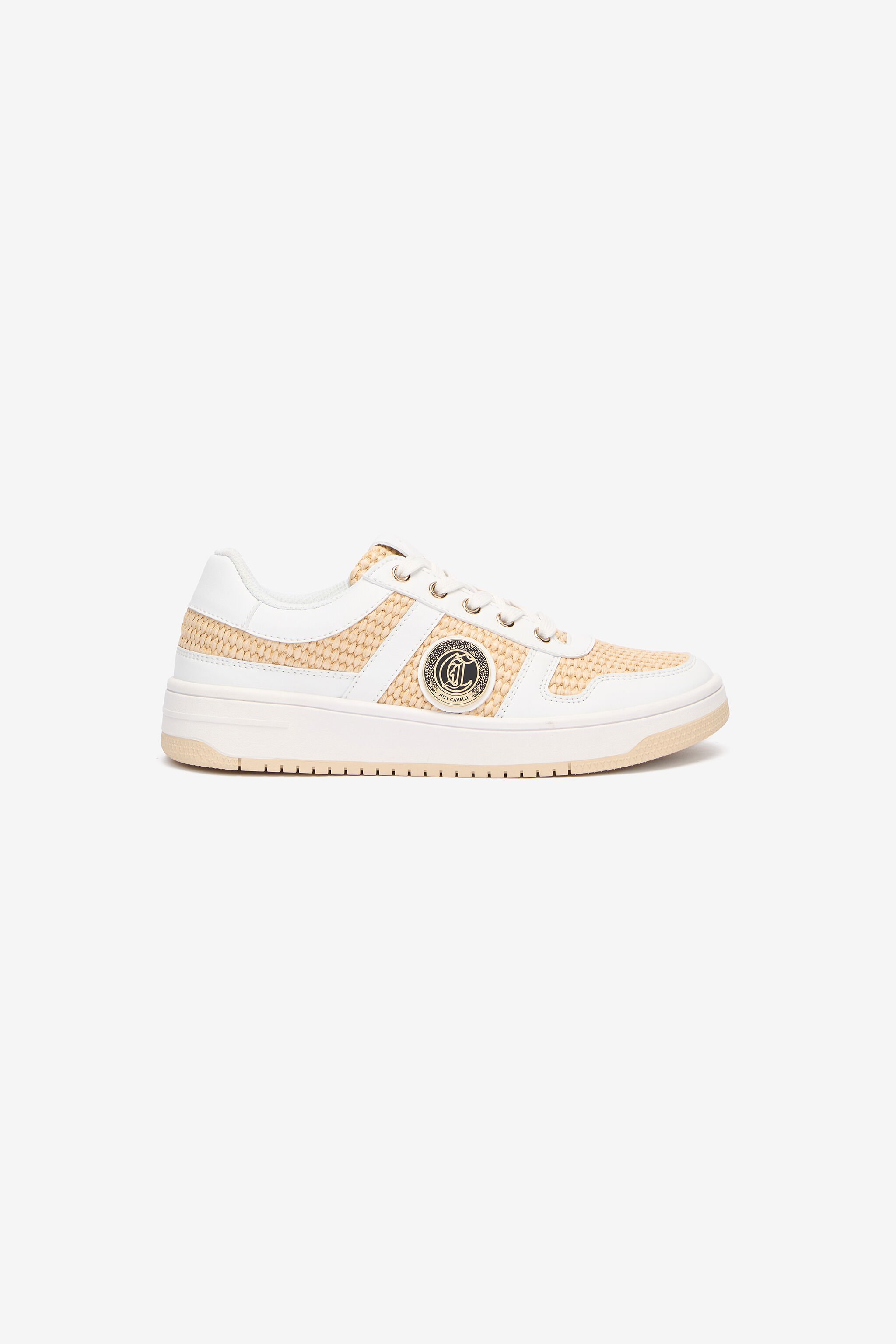 JC Sneakers Effet Raphia Tressé Marron clair/Blanc UFS040-UF362