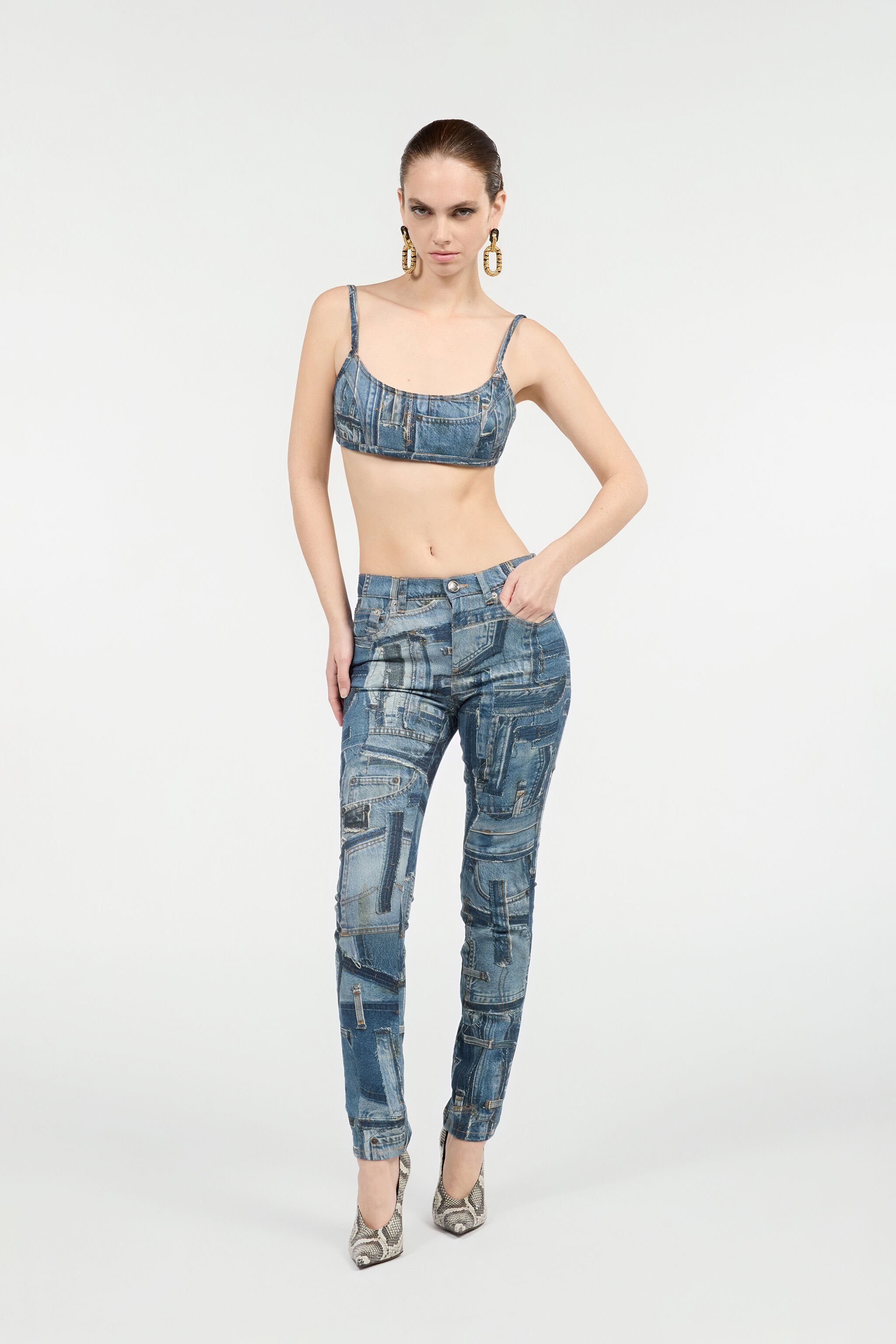RC Jean skinny Collection capsule Patchwork Bleu UWJ252-DS001