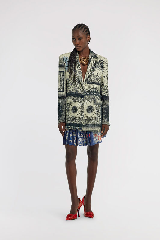 RC Bandana Print Blazer Bleu TKT405-FQN05