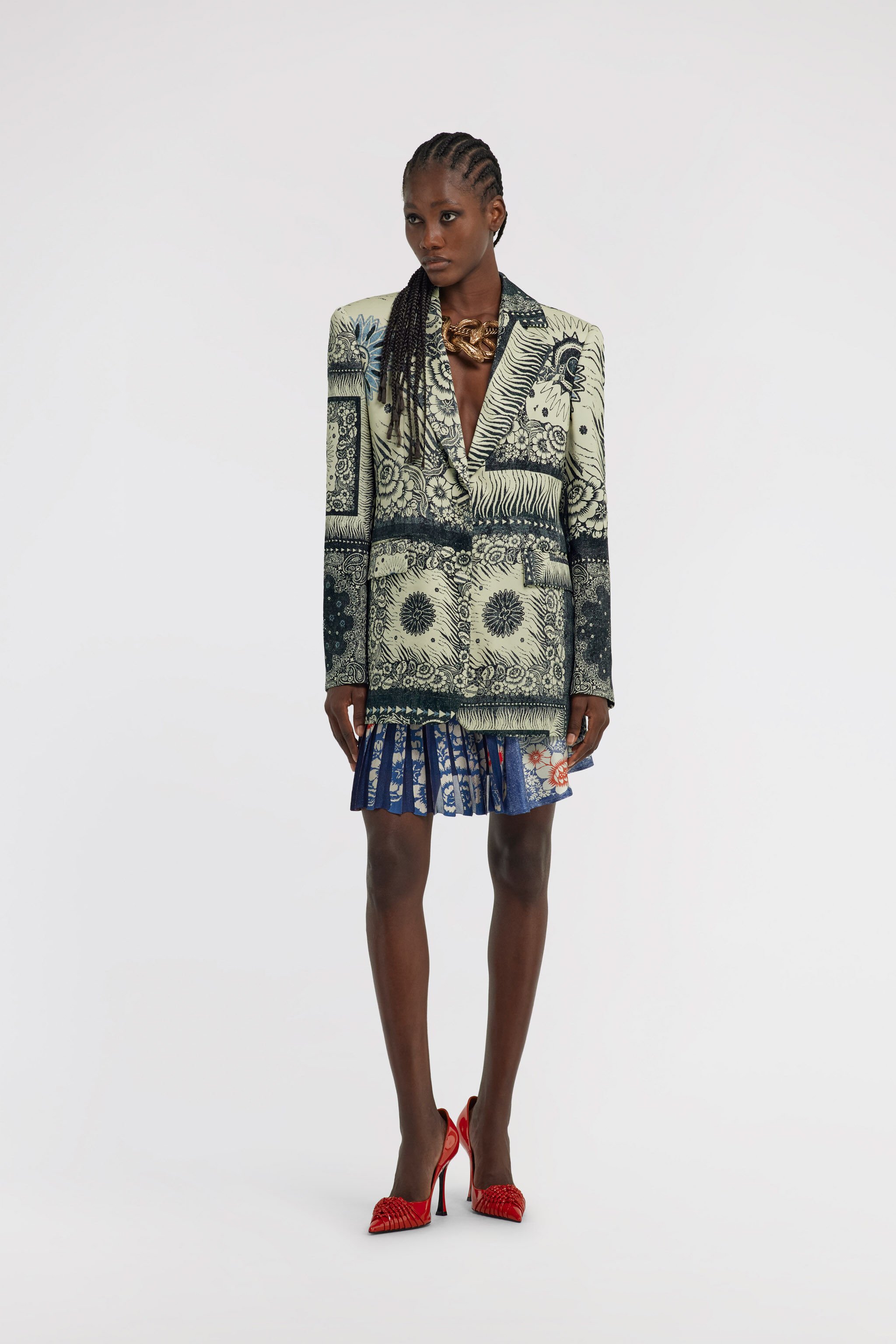 RC Bandana Print Blazer Bleu TKT405-FQN05