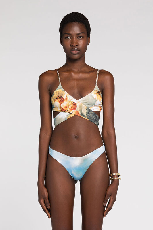 RC Graphic-print reversible bikini top Light blue RYT660-LNG38