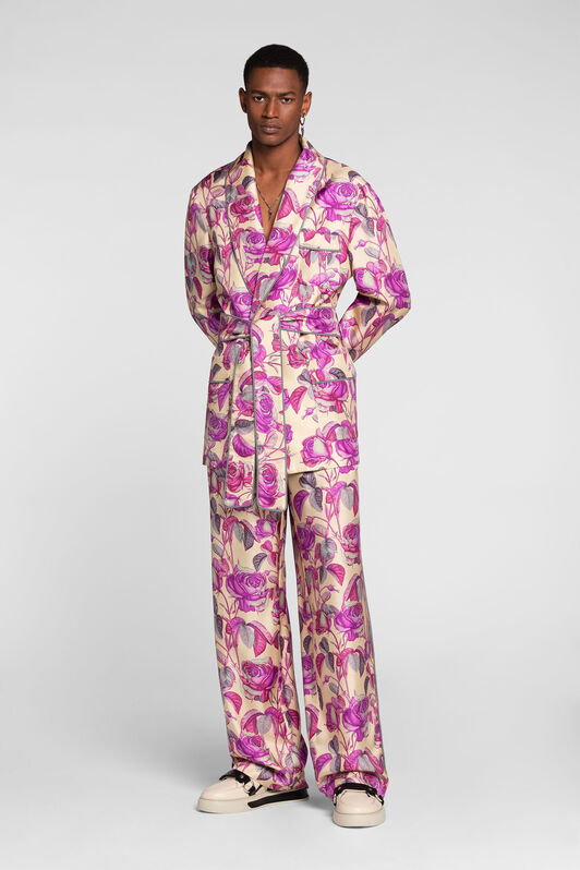 RC Pantaloni dritti a fiori Rosa PNT219-4QF03
