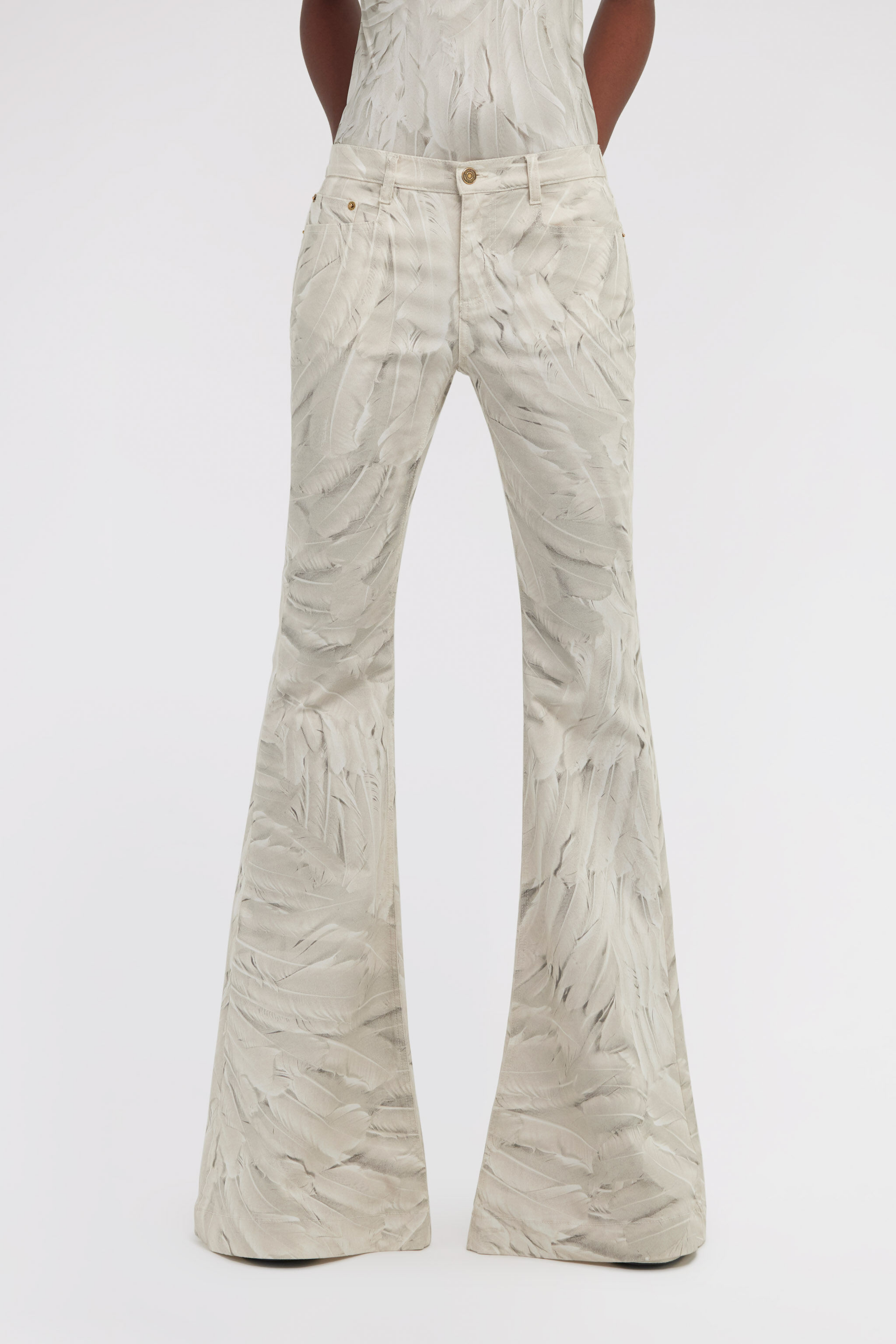 RC Plumage print denim Blanc SWJ205-DAL74