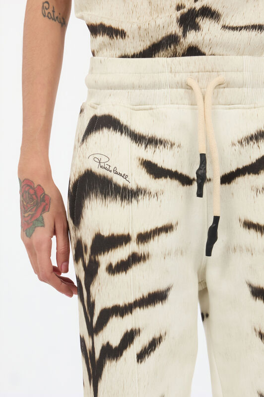 RC Pantaloni sportivi da donna con stampa Tigresse Bianca OGAT X Roberto Cavalli Nero/Bianco UQT20A-2GA39