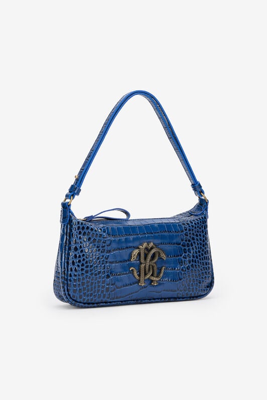RC Blaue Schultertasche mit Mirror Snake Monogram BLUETTE QOB00B-PZO32
