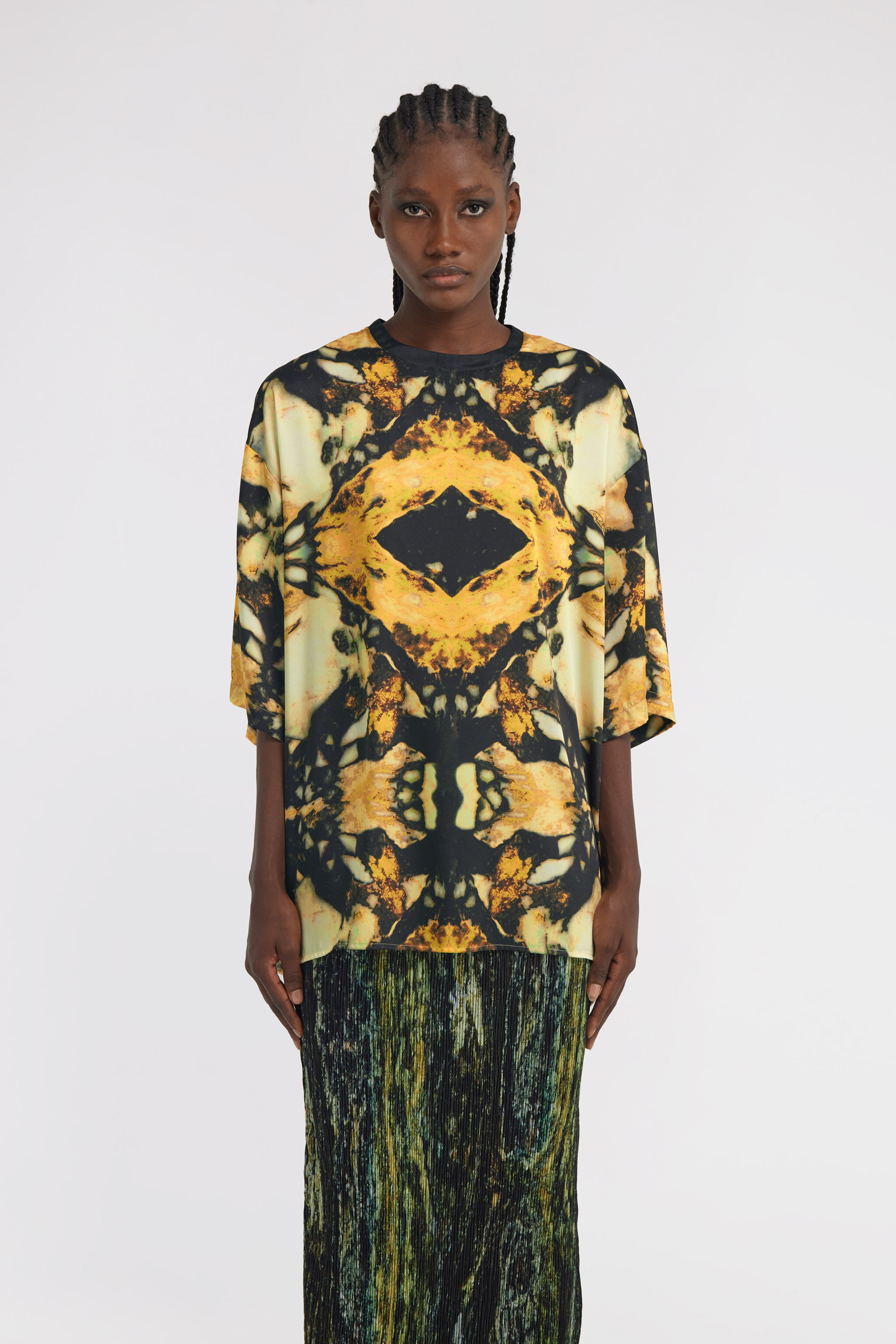 RC Marble print long T-shirt dress Yellow TWT602-7NN40