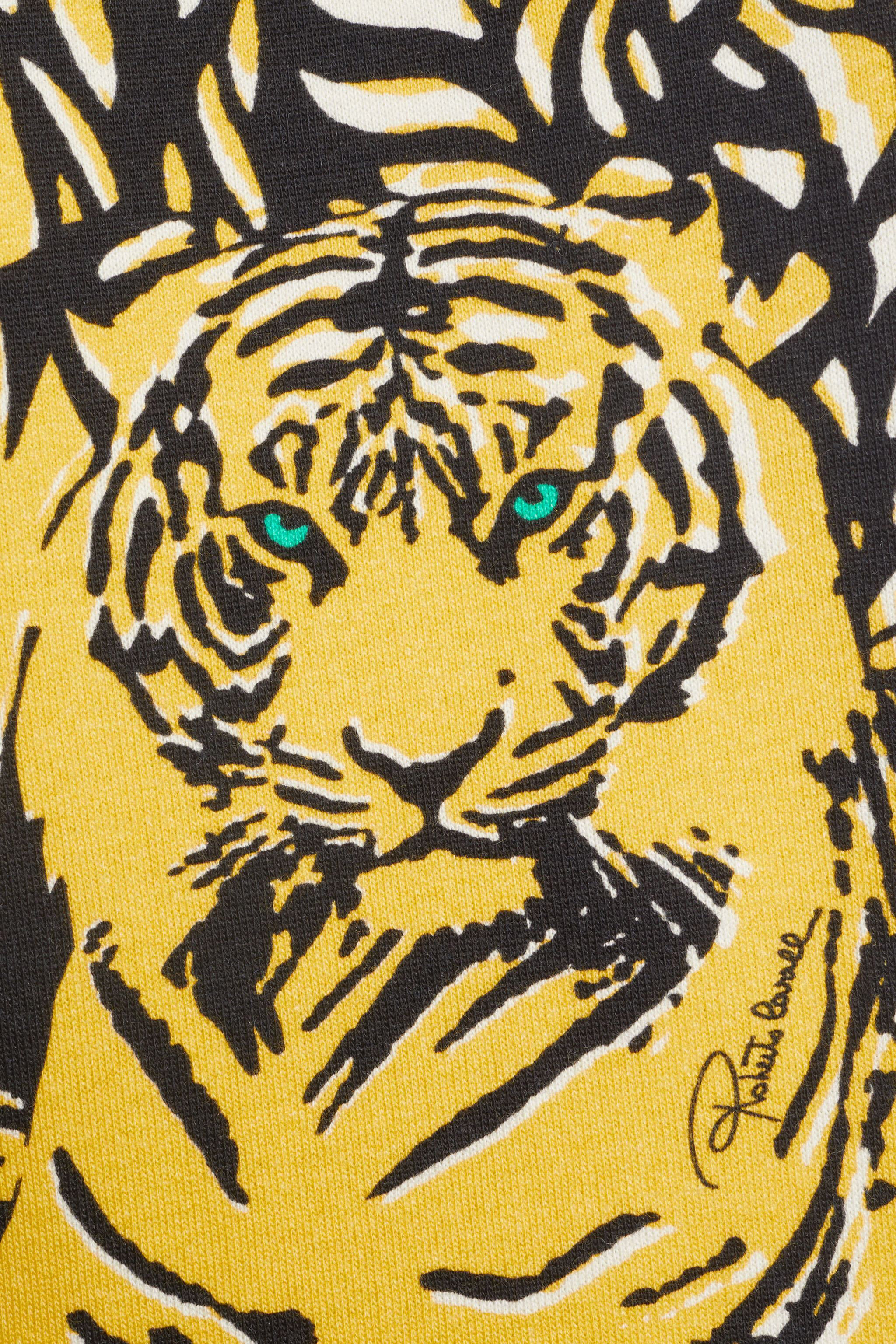 JU Tiger print layered track pants Yellow JJT262-HUS69