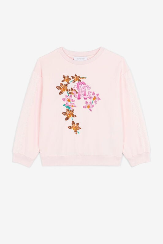 JU Felpa con ricamo a fiori JU Felpa con ricamo a fiori Rosa QJT945-CF050